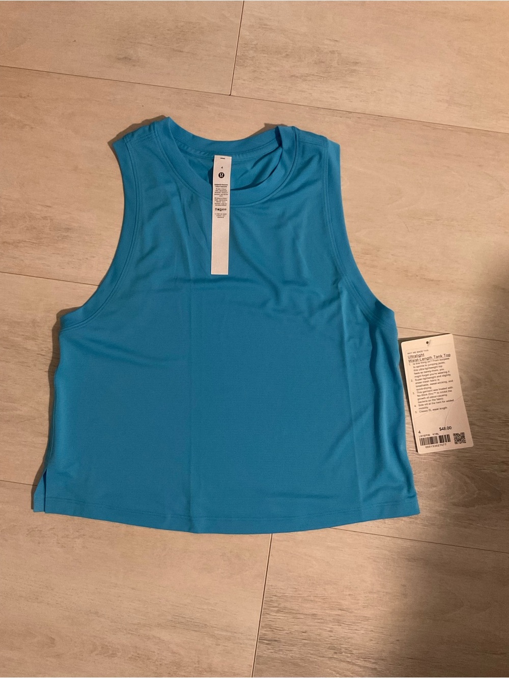 Lululemon ultra light waist length tank top NWT turquoise size 4
